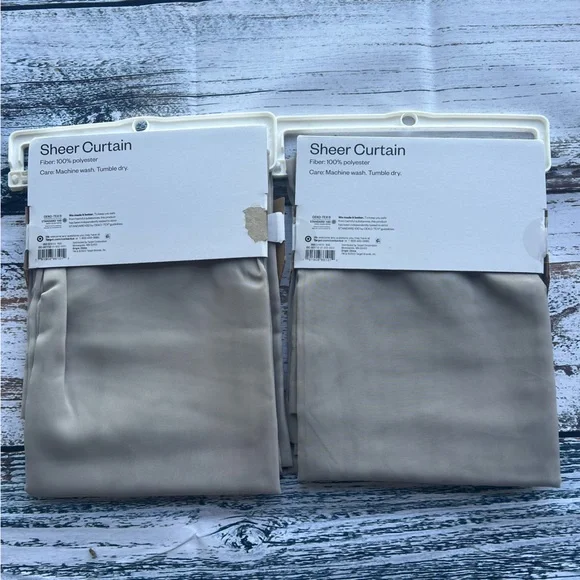 Set of 2 Room Essentials 84 inch Rod Pocket Sheer Curtain panels in Gray NEW - Picture 4 of 5